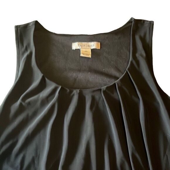 White House Black Market WHBM Black Knee Length Silk Accent Shift Dress XS LBD - Picture 3 of 8